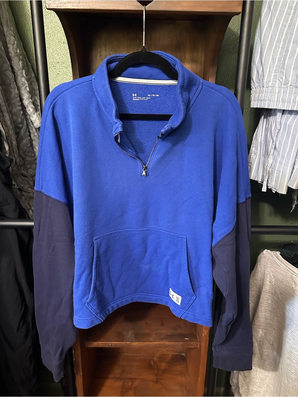 Under Armour Royal Blue and Navy Quarter-Zip Fleece Pullover